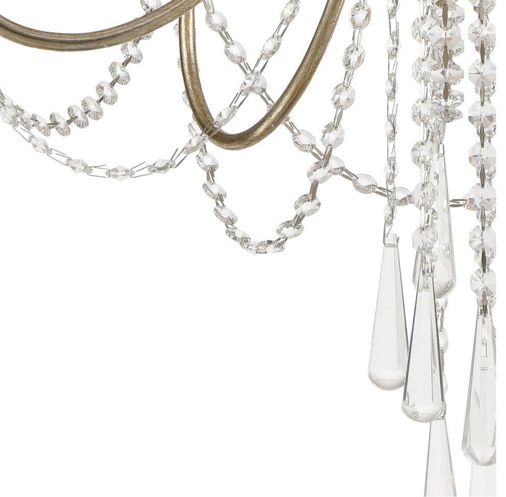 Crystorama ARC-1905-SA-CL-MWP, 5-Light Chandelier, Antique Silver
