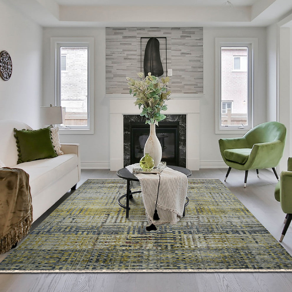 Dazzle Area Rug, Yellow, 8' x 10', Geometric