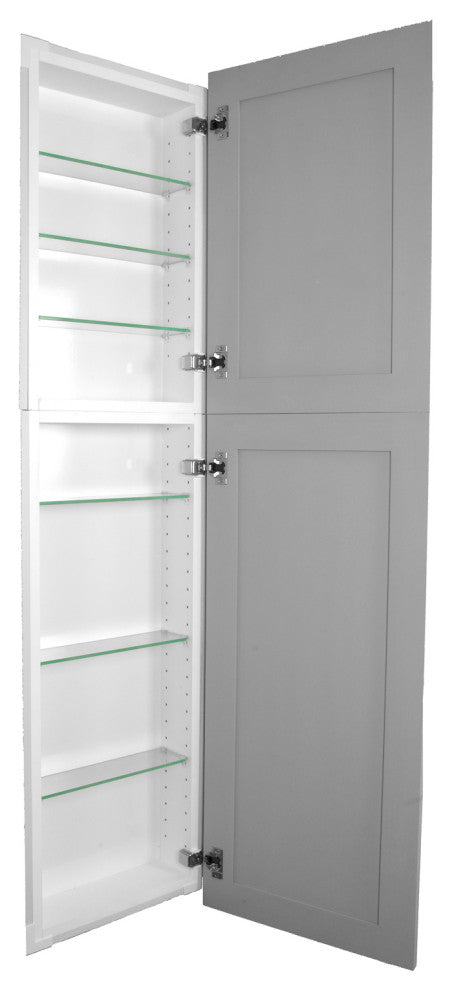 Fruitville Shaker Style Frameless Recessed Wood Pantry Cabinet, 14x62, Primed Gray