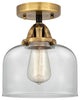 Large Bell Semi-Flush Mount, Black Antique Brass, Clear, Clear