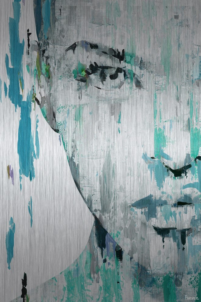 "Half Face Portrait" Painting Print on Brushed Aluminum, 12"x18"