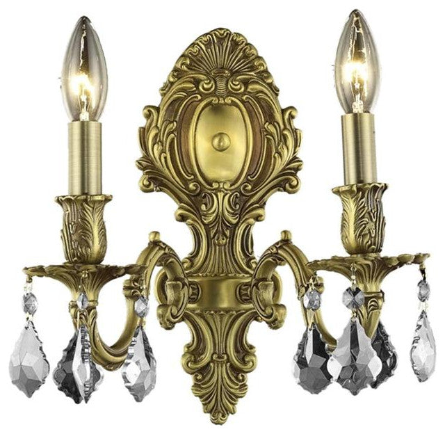 Elegant Monarch Wall Sconce, French Gold Finish With Royal Cut Crystal