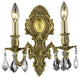 Elegant Monarch Wall Sconce, French Gold Finish With Royal Cut Crystal