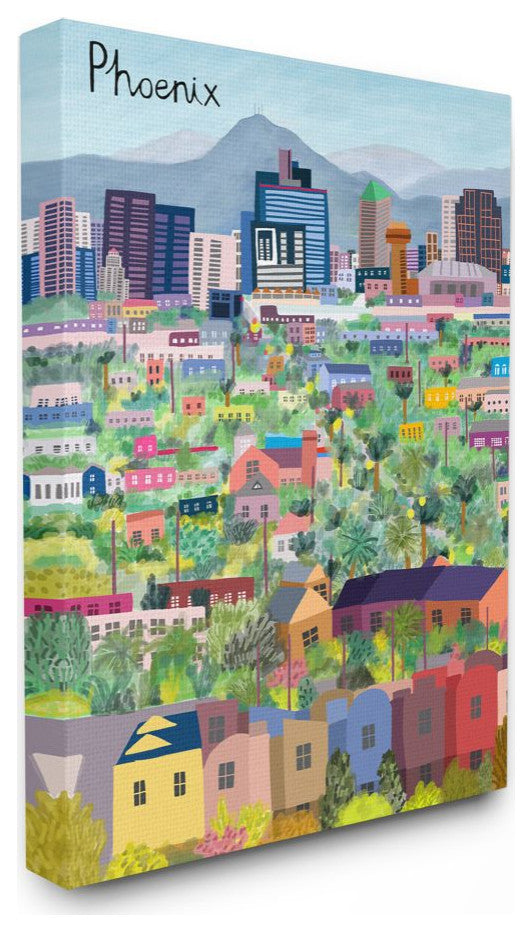 Colorful Phoenix Arizona City Architectural Skyline 30x40