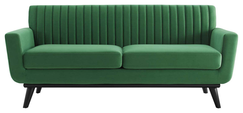 Engage Channel Tufted Performance Velvet Loveseat Emerald