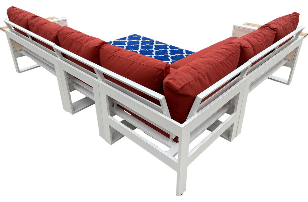 Denver 5-Piece Aluminum Outdoor Patio Sectional Sofa Set with Cushions, Canvas Terracotta Sunbrella