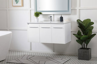 Single Bathroom Floating Vanity, White, 40"
