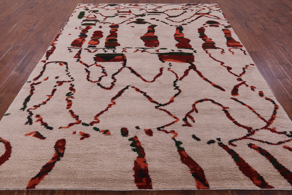 Moroccan Hand Knotted Wool Rug 8' 0" X 10' 2" Q9295