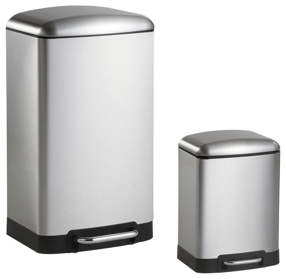 Ashley Rectangular Trash Can With Soft-Close Lid, Steel, 8 gal.
