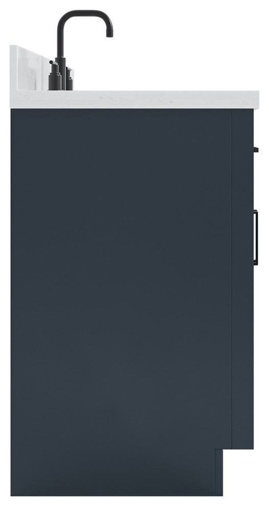 Ariel Hepburn 60" Single Rectangle Sink Vanity, Carrara Quartz, Midnight Blue