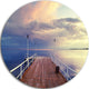 Pier Under Bright Sky, Seascape Photo Round Wall Art, 11"