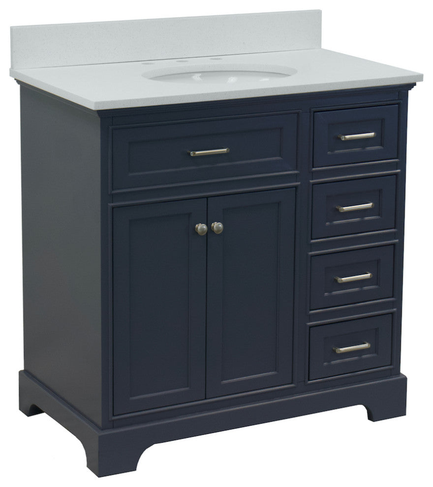 Aria 36" Bathroom Vanity, Marine Gray, Quartz