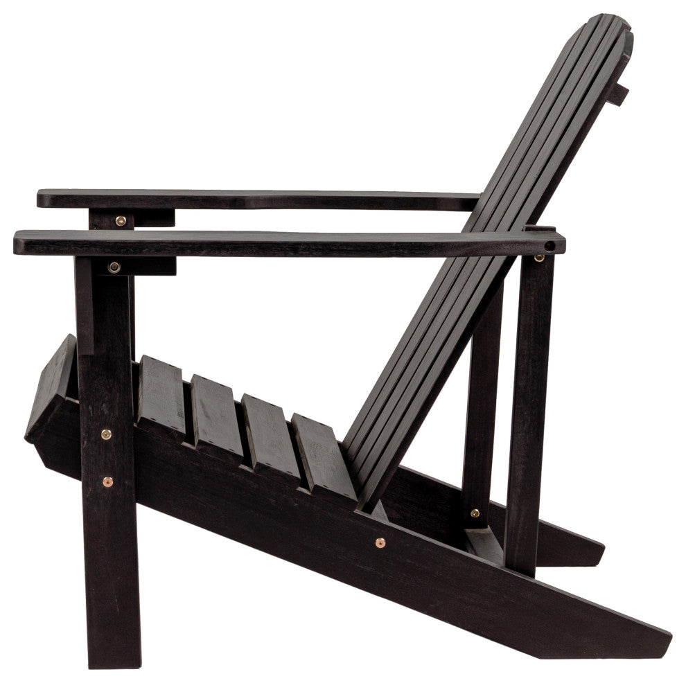 Westport Outdoor Patio Traditional Acacia Wood Adirondack Chair, Black