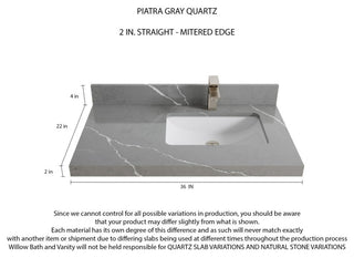 Sonoma Oak 36 Right Offset Bath Vanity with 2" Piatra Gray Quartz