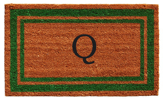 Green Border 18"x30" Monogram Doormat, Letter Q