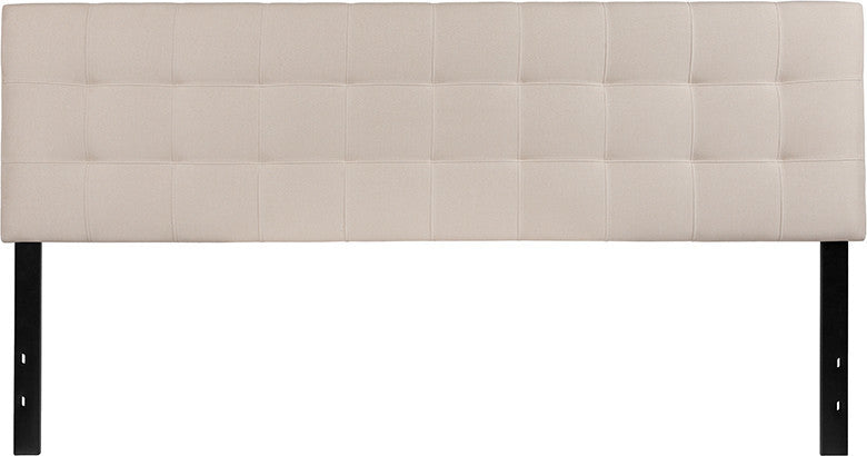 Bedford Tufted Upholstered King Size Headboard in Beige Fabric