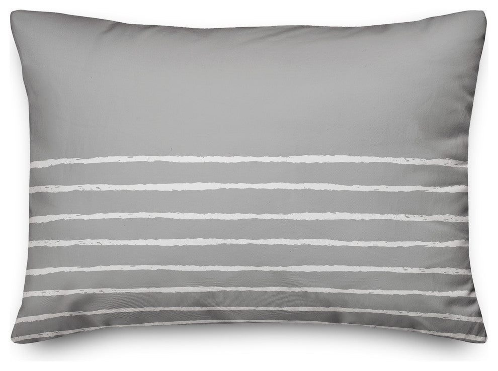 Gray and White Sketch Stripes 14x20 Lumbar Pillow