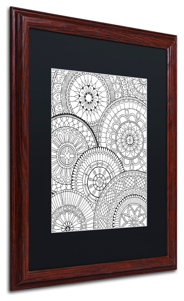 Hello Angel ''Page of Mandalas'' Art, Wood Frame, Black Mat, 20x16