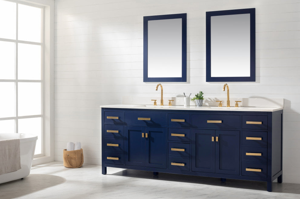 Design Element Valentino 84" Blue Double Rectangular Sink Vanity