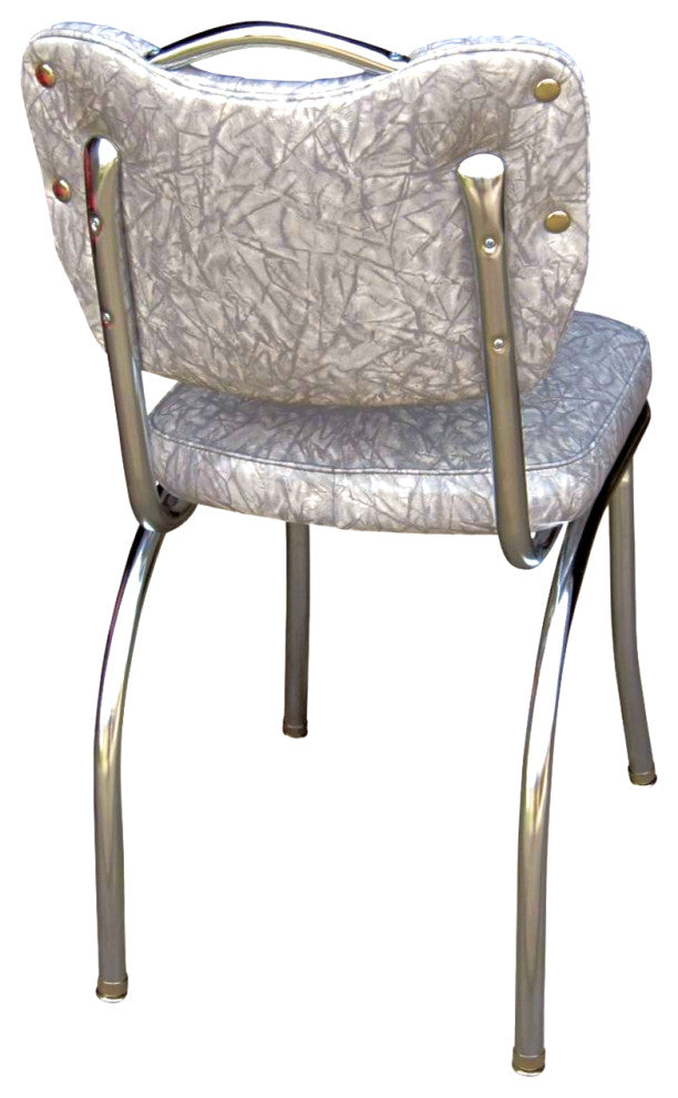 Retro Home Upholstered Handle Back Dining Chair, Cracked Ice Gray