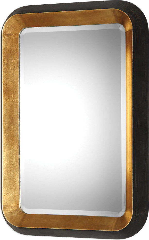 Uttermost Niva MDF Wood and Metal Decorative Mirror in Gold and Black