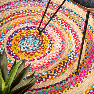 Isla Round Boho Braided Rag and Jute, 3' Round