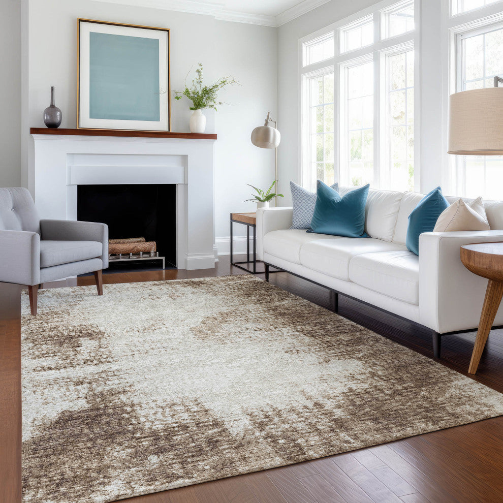 Premium Machine Washable Mayfield AMF34 Brown 3' x 5' Rug