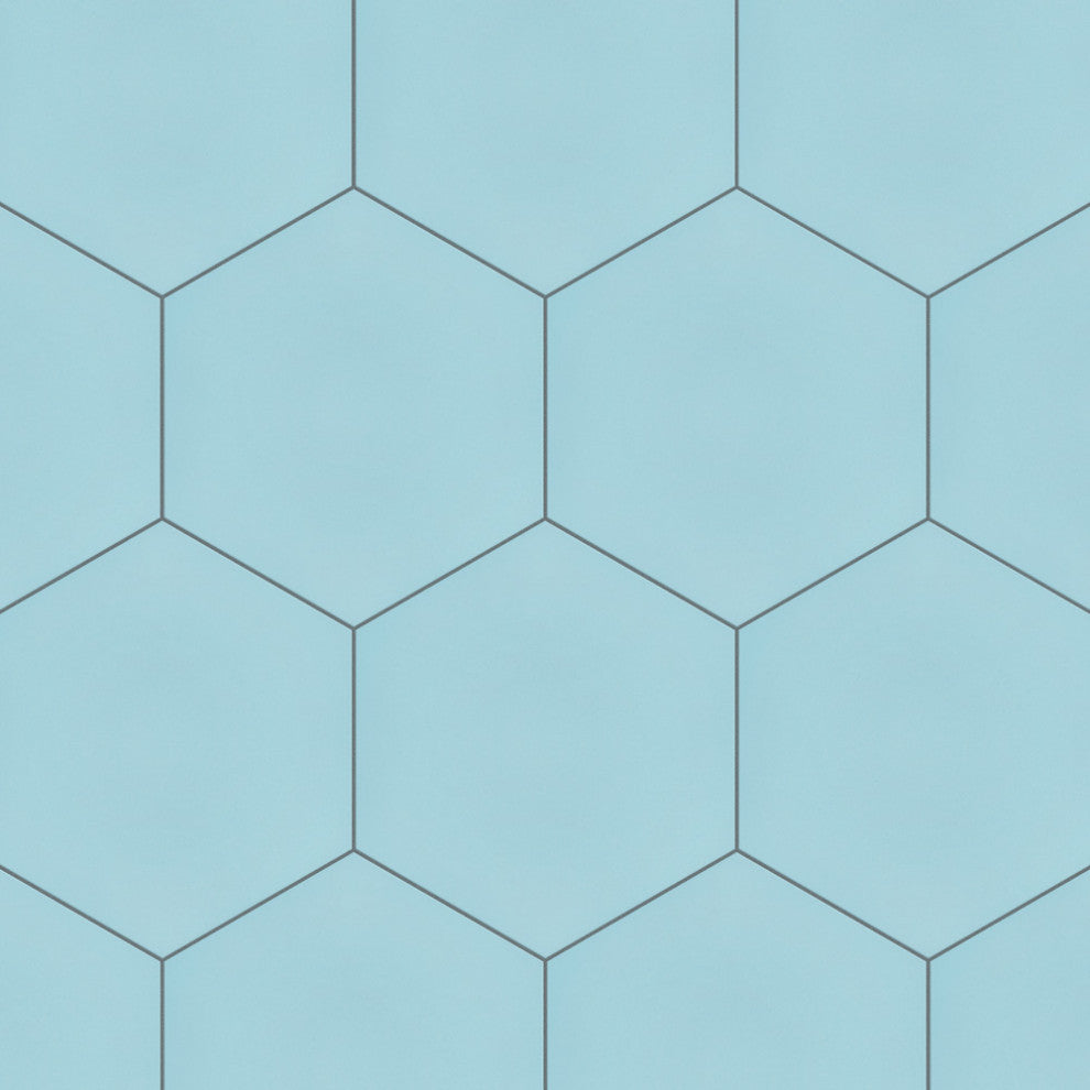 Textile Basic Hex Aqua Porcelain Floor and Wall Tile