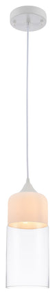 Matte White Single Pendant Light, Clear Glass Shade