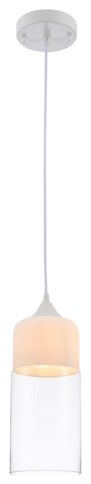 Matte White Single Pendant Light, Clear Glass Shade