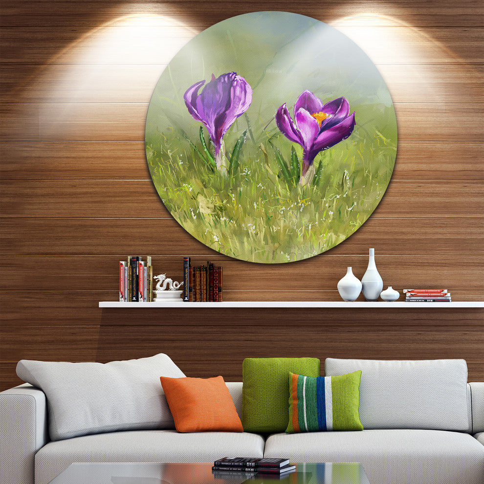 Crocus Couple, Floral Round Wall Art, 23"