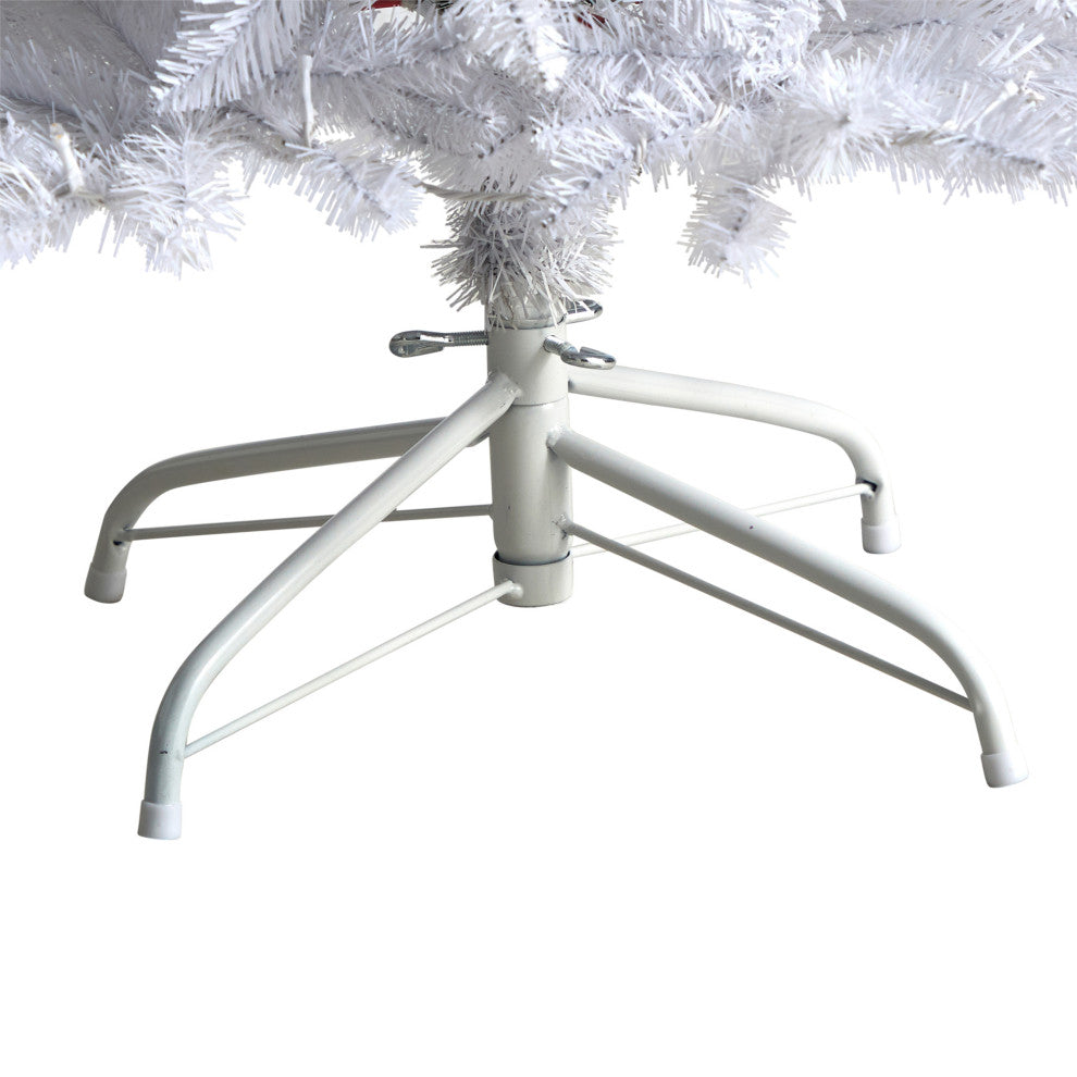 5' Slim White Faux Xmas Tree W/150 Warm White LED Lights & 491 Bendable Branches
