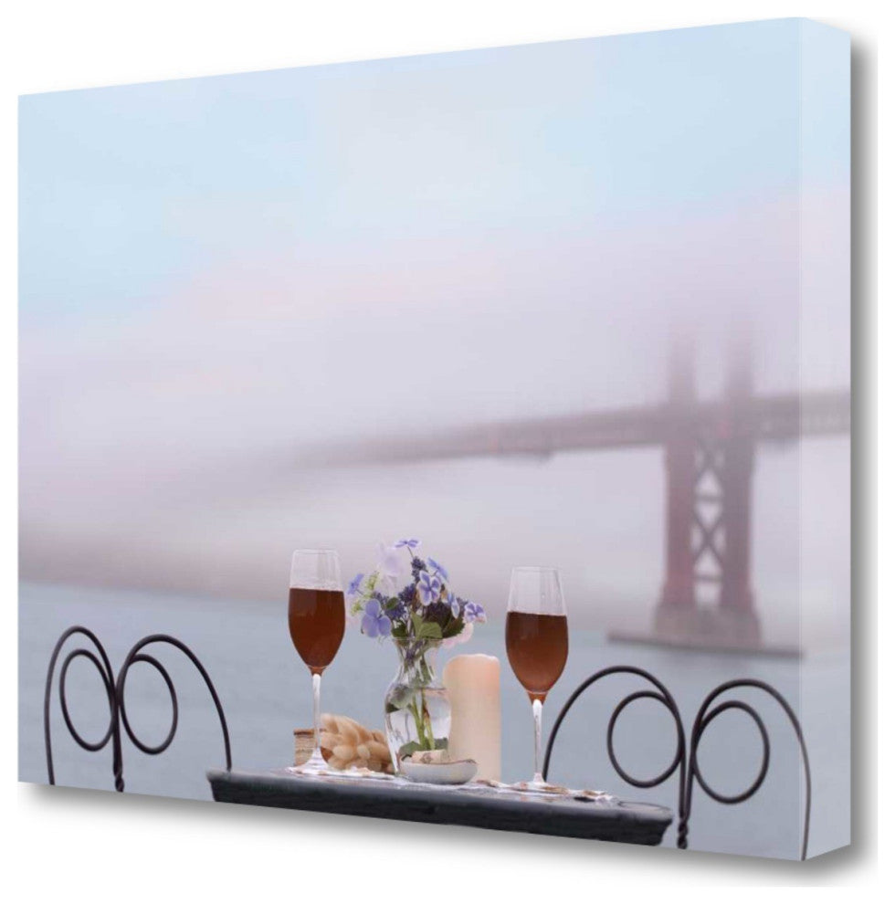 Up Close Overcast Bistro Caf" Golden Gate Bridge 2 Giclee Wrap Canvas Wall Art