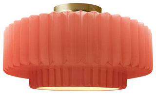 Radiance Medium Tier Pleated Semi-Flush, Gloss Blush Frame, Brushed Brass, LED