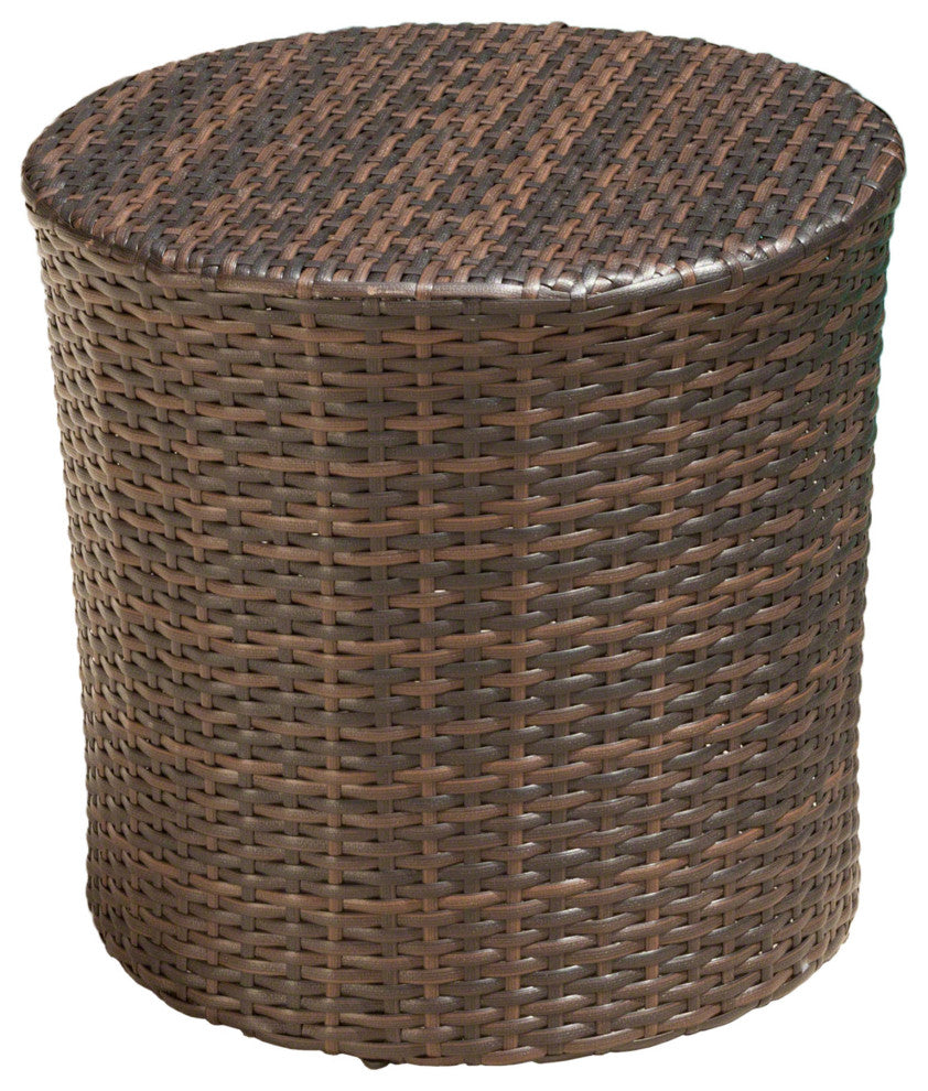 GDF Studio Charleston Outdoor 3-Piece Brown Wicker Stacking Chair Chat Set