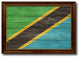 Tanzania Country Textured Flag Print With Brown Gold Frame, 15"X21"