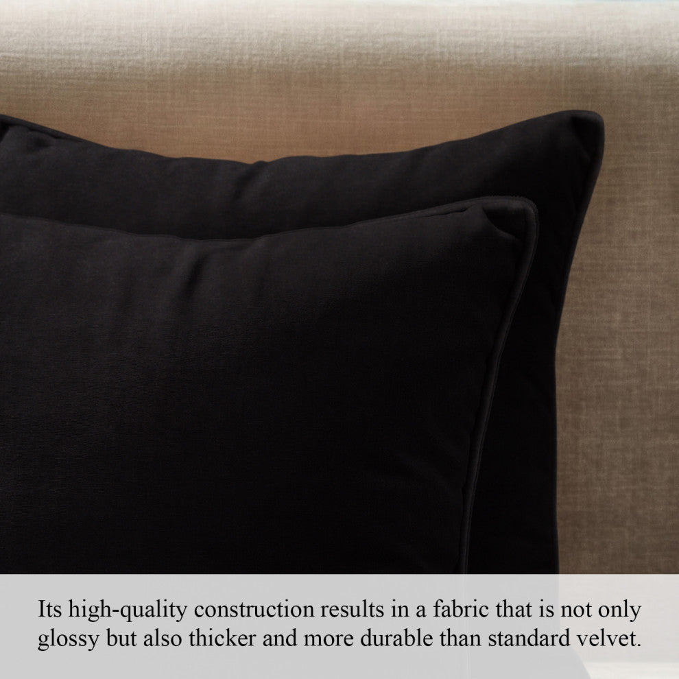 A1HC Soft Velvet Throw Pillow Covers Only, Set of 2, Black, 20"x20"
