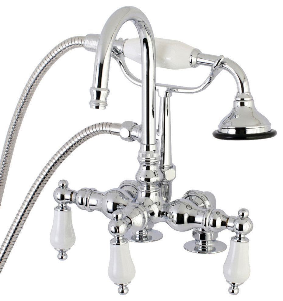 Aqua Vintage Clawfoot Tub Faucet With Hand Shower, Polished Chrome