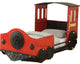 Twin Bed, Red and Black Train Metal, MDF, PVC, 25kg FR Red and Black Train