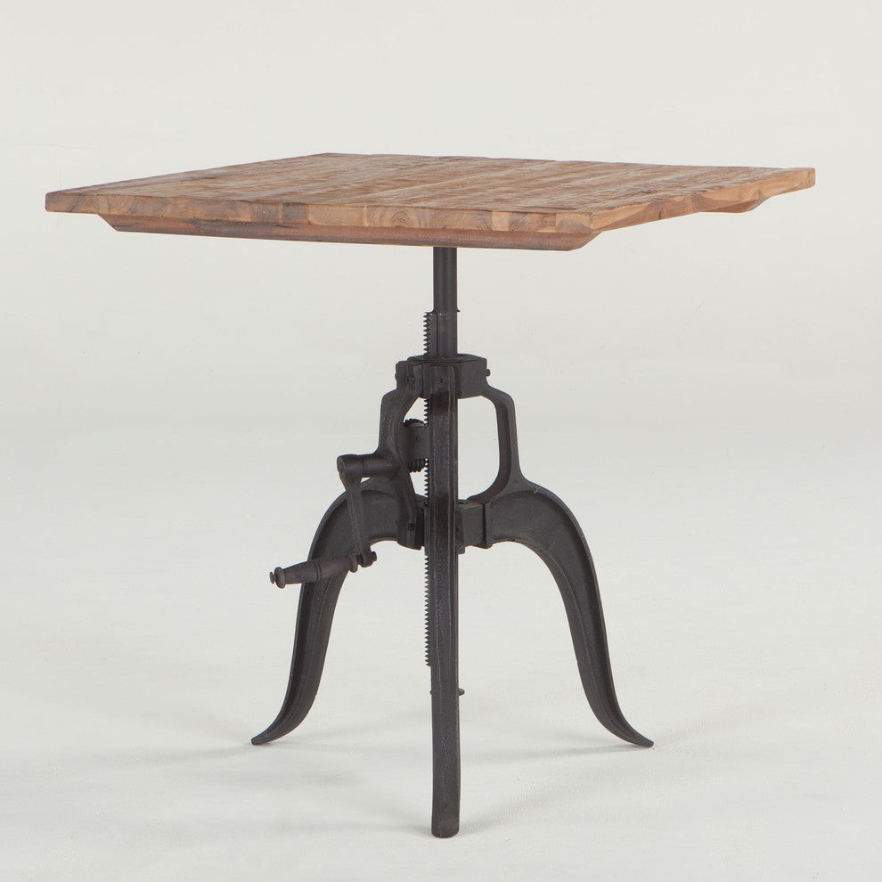 Artezia 30-Inch Reclaimed Teak Wood Dining Table with Adjustable Crank