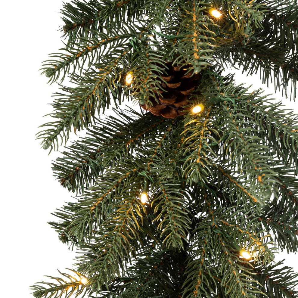 2pk 9ft Pre-Lit Greenery Pine Cone Christmas Garland, With Warm White LED Lights