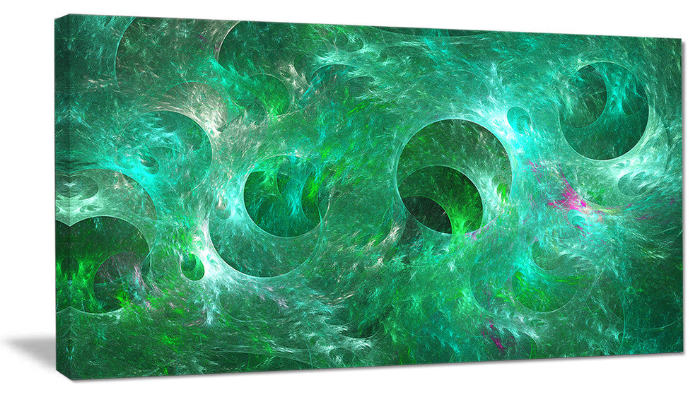 Green Fractal Glass Texture, Abstract Canvas Art Print, 32x16
