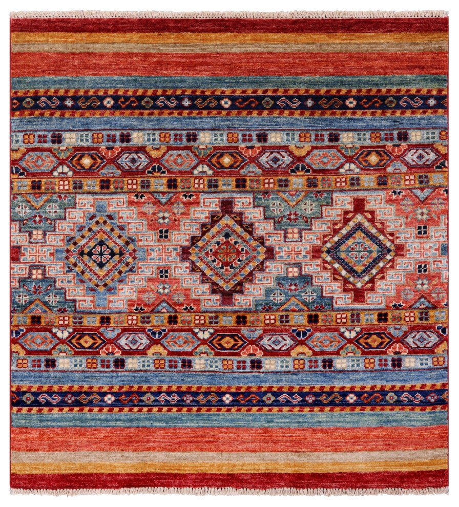 Hand Knotted Khorjin Super Kazak Rug 3' 3" X 3' 6" Q5692
