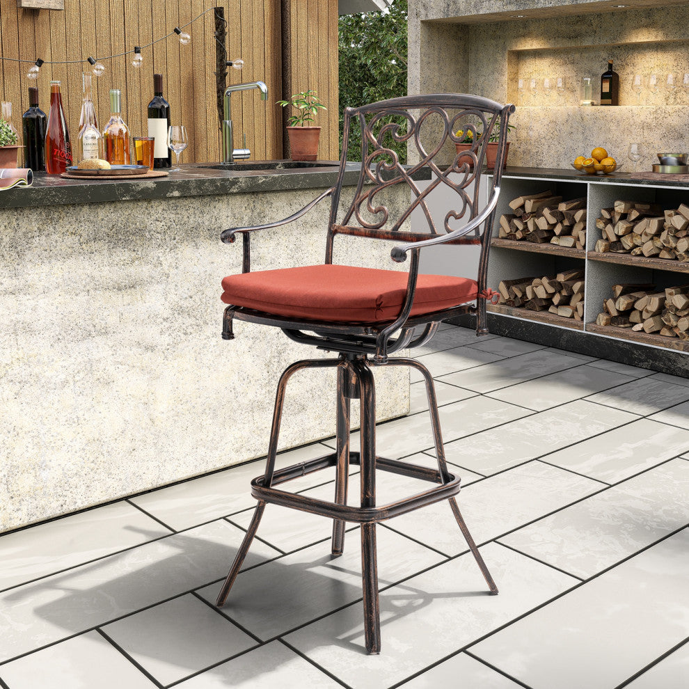 Crestlive Products Patio Counter Height Swivel Bar Stool , Red