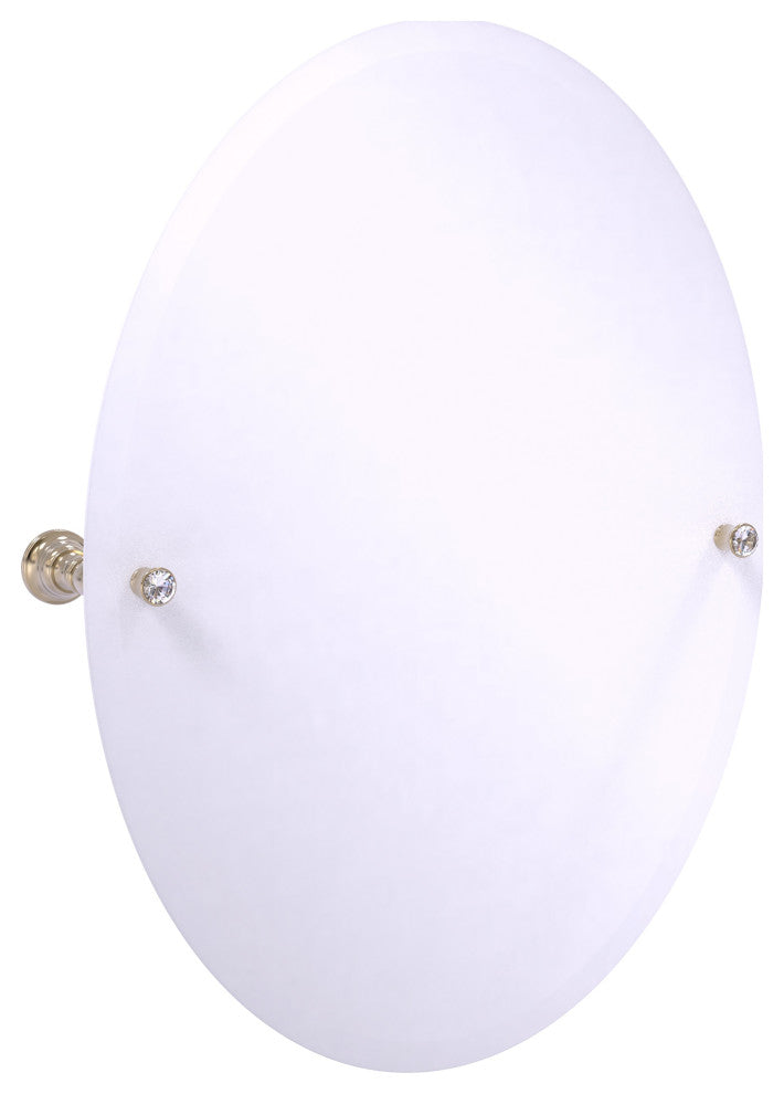 Carolina Crystal Frameless Oval Tilt Mirror with Beveled Edge, Antique Pewter