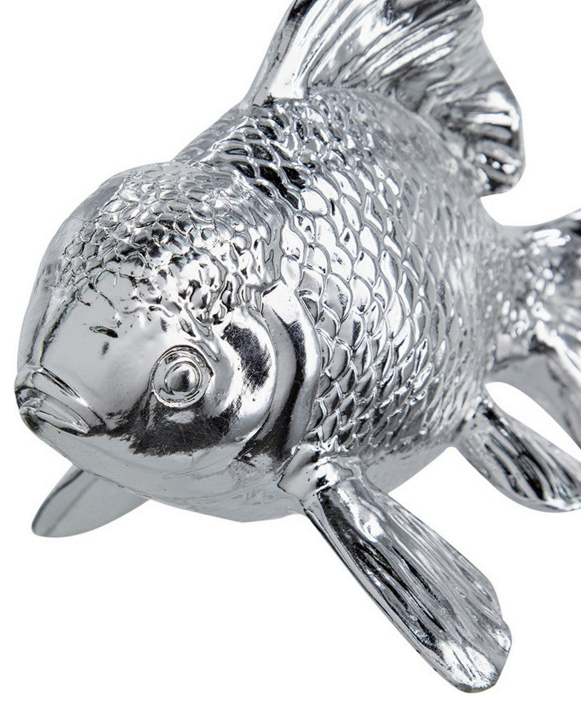 Benzara BM284981 Don 10" Goldfish Accent Figurine, Tabletop Decor, Chrome