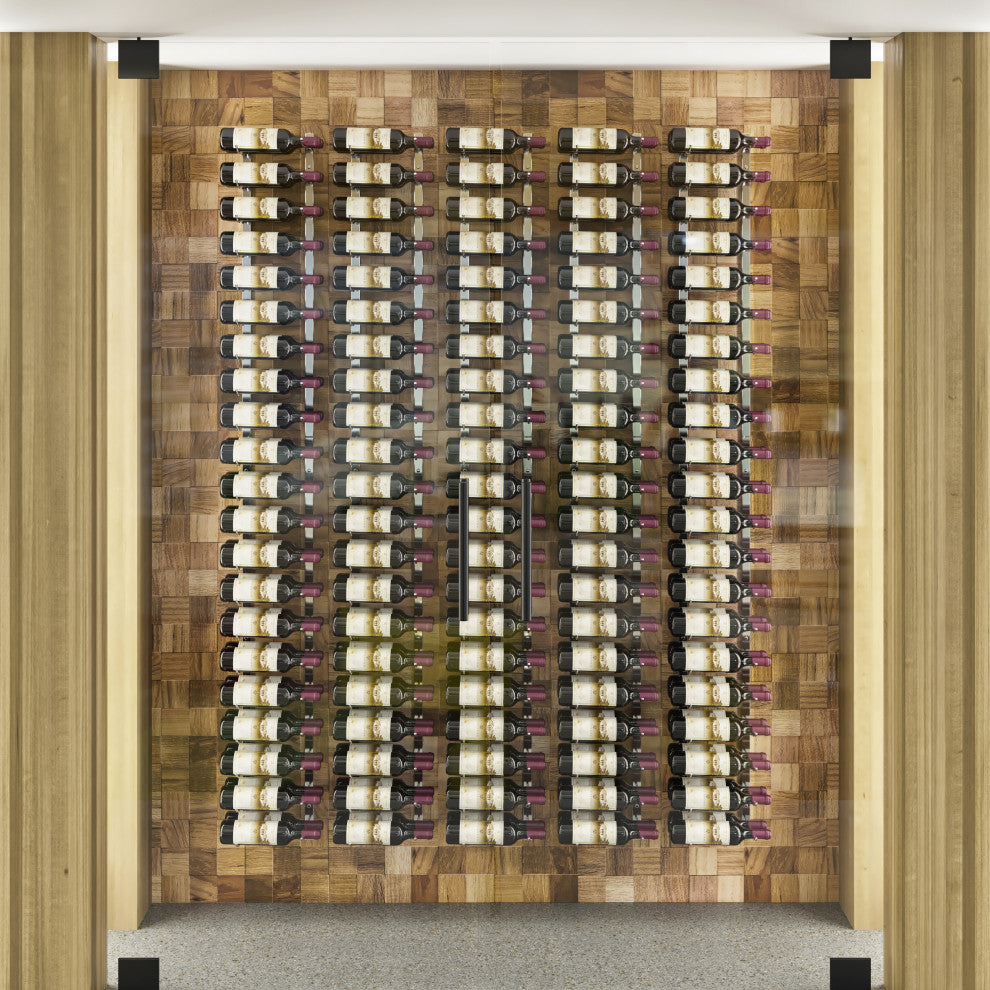 W Series Wine Rack 7, Wall Mounted Metal Bottle Storage, Matte Black, 42 Bottles, Double Deep