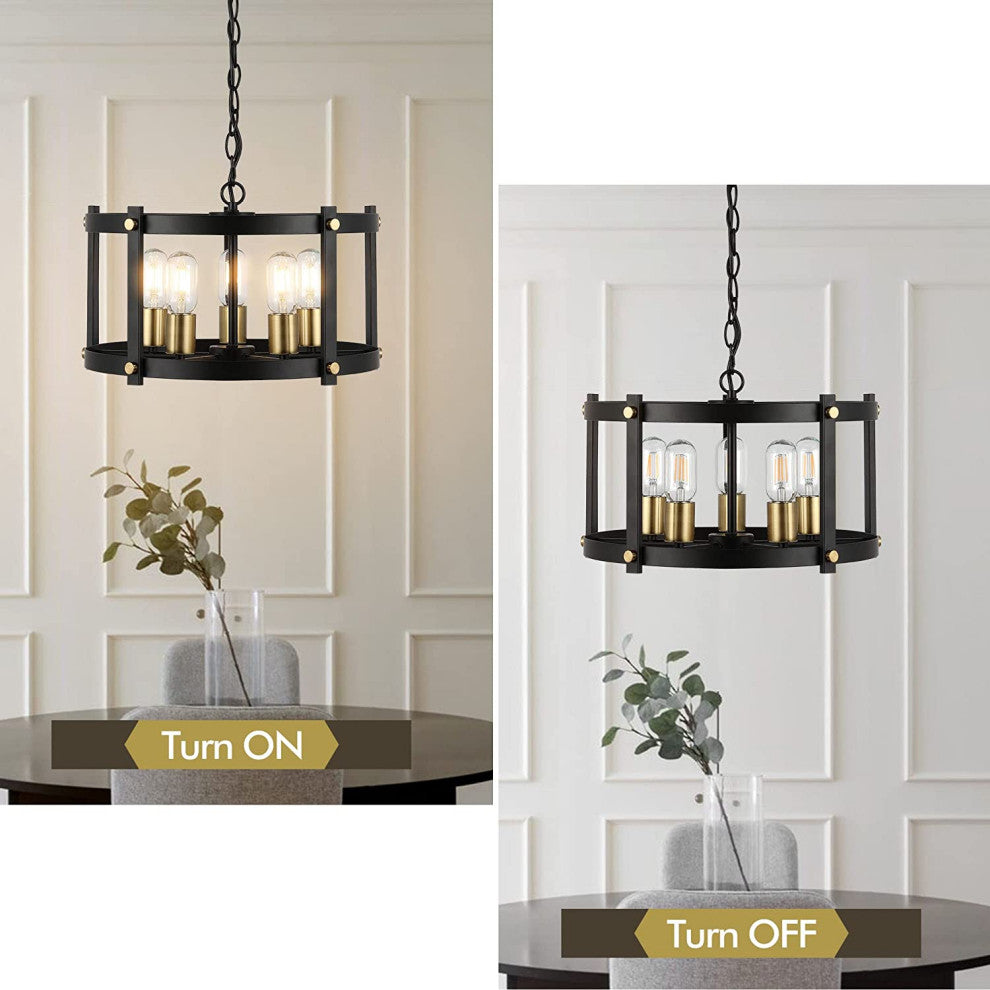 5 Light Farmhouse Chandelier Industrial Hanging Pendant Light Fixture