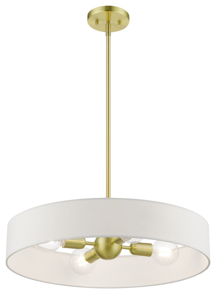 Venlo 4 Light Satin Brass With Shiny White Accents Medium Drum Pendant