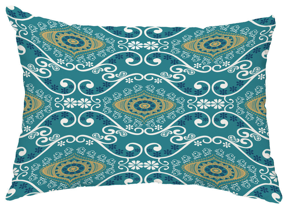Illuminate 14"x20" Decorative Abstract Outdoor Throw Pillow, Blue
